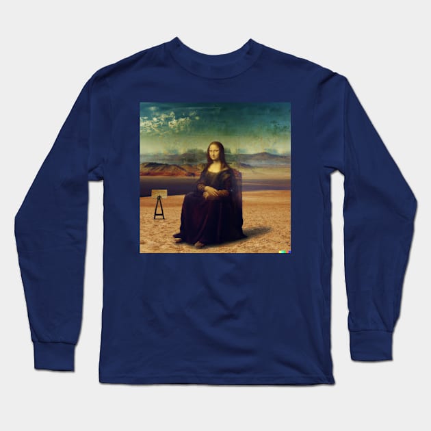 Mona Lisa Full Size Painting V2 Long Sleeve T-Shirt by Matt's Wild Designs